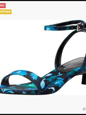 Open Toe Kitten Heel Sandals with Adjustable Ankle Strap, Faux Leather